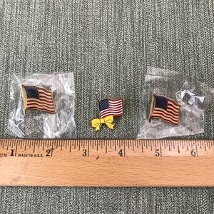 USA American Flag Patriotic Lapel Pins - Lot of 3